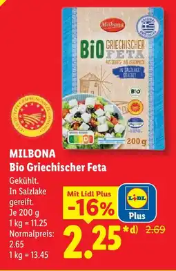Lidl Milbona bio griechischer feta Angebot