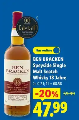 Lidl Ben bracken speyside single malt scotch whisky 18 jahre Angebot