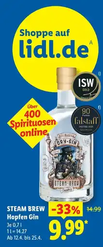 Lidl Steam brew hopfen gin Angebot
