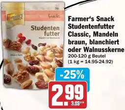 HIT Farmer's Snack Studentenfutter Classic, Mandeln braun, blanchiert oder Walnusskerne Angebot