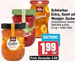 HIT Schwartau Extra, Samt oder Weniger Zucker Angebot