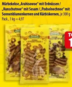 Mix Markt Mürbekekse ,,Arahisowoe" mit Erdnüssen / ,,Kunschutnoe" mit Sesam/,,Podsolnechnoe" Angebot