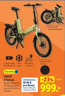 Lidl CRIVIT E-Faltrad Modell,, FoldX 530". Angebot