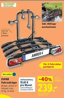Lidl EUFAB Fahrradträger Modell „Amber IV" Angebot