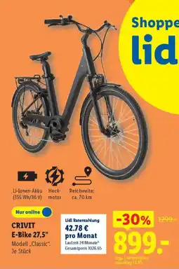 Lidl CRIVIT E-Bike 27,5" Modell,,Classic". Angebot