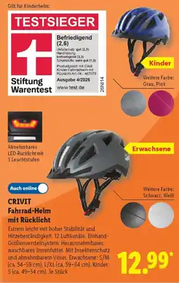 Lidl CRIVIT Fahrrad-Helm mit Rücklicht Angebot
