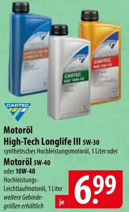 Famila Nord Ost CARTEC Motoröl High-Tech Longlife III 5W-30 oder Motoröl 5W-40 Angebot