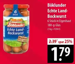 Famila Nord Ost Böblunder Echte Land Bockwurst Angebot