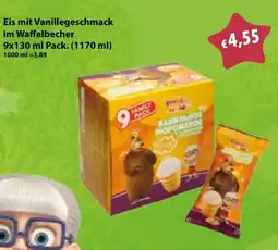 Mix Markt Masha and The Bear Eis mit Vanillegeschmack im Waffelbecher Angebot