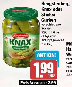 HIT Hengstenberg Knax oder Sticksi Gurken Angebot