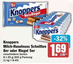 HIT Knoppers Milch-Haselnuss Schnitten 8er oder Riegel 5er Angebot