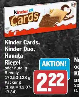 HIT Kinder Cards, Kinder Duo, Hanuta Riegel Angebot
