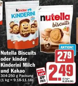 HIT Nutella Biscuits oder kinder Kinderini Milch und Kakao Angebot