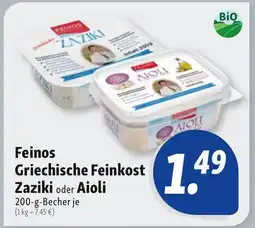 Nah & Frisch Feinos Griechische Feinkost Zaziki oder Aioli Angebot