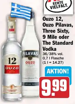 HIT Ouzo 12, Ouzo Pilavas, Three Sixty, 9 Mile oder The Standard Vodka Angebot