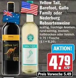 HIT Yellow Tail, Barefoot, Gallo Family oder Nederburg Rebsortenweine Angebot