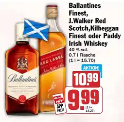 HIT Ballantines Finest, J.Walker Red Scotch, Kilbeggan Finest oder Paddy Irish Whiskey Angebot