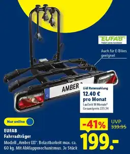 Lidl EUFAB Fahrradträger Modell,,Amber III". Angebot