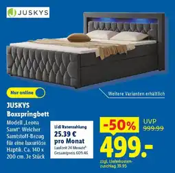 Lidl JUSKYS Boxspringbett Modell,,Leona Samt". Angebot