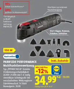 Lidl PARKSIDE PERFORMANCE Multifunktionswerkzeug Typ „PPFMW 550 A1". Angebot