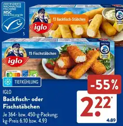Aldi Süd IGLO Backfisch- oder Fischstäbchen Angebot
