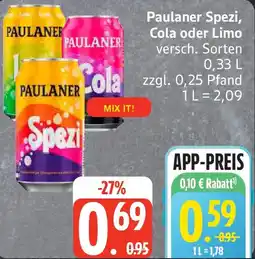 Edeka Paulaner Spezi, Cola oder Limo Angebot