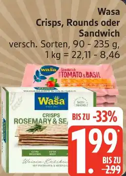 Edeka Wasa Crisps, Rounds oder Sandwich Angebot