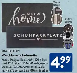 Aldi Süd HOME CREATION Waschbare Schuhmatte Angebot