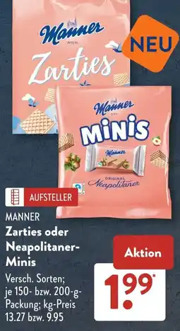 Aldi Süd MANNER Zarties oder Neapolitaner Minis Angebot