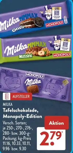 Aldi Süd MILKA Tafelschokolade, Monopoly-Edition Angebot