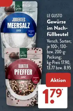 Aldi Süd LE GUSTO Gewürze im Nachfüllbeutel Angebot