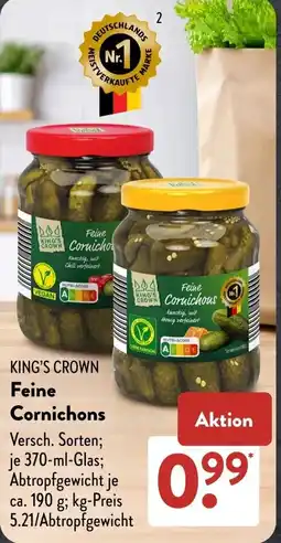 Aldi Süd KING'S CROWN Feine Cornichons Angebot