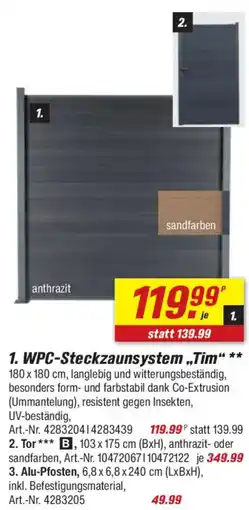toom Baumarkt WPC-Steckzaunsystem „Tim" Angebot