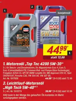 toom Baumarkt LIQUI MOLY Motorenöl „Top Tec 4200 5W-30" Angebot
