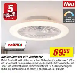 toom Baumarkt Deckenleuchte mit Ventilator Angebot