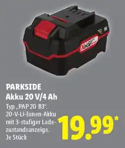 Lidl PARKSIDE Akku 20 V/4 Ah Typ „PAP 20 B3". Angebot