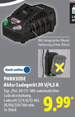 Lidl PARKSIDE Akku-Ladegerät 20 V/4,5 A Typ,,PLG 20 C3". Angebot