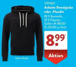 Aldi Süd TOPCRAFT Arbeits-Sweatjacke oder -Hoodie Angebot