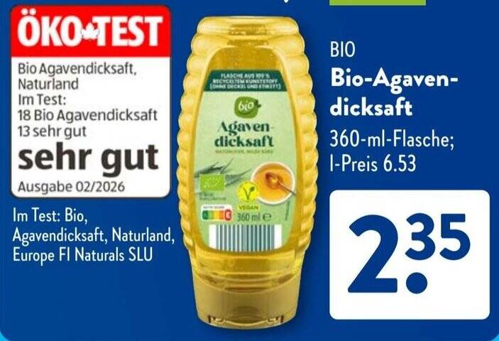 Bio-Agaven dicksaft 360 ml Angebot bei Aldi Sd
