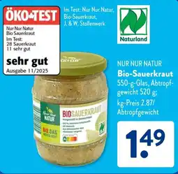 Aldi Süd NUR NUR NATUR Bio-Sauerkraut Angebot