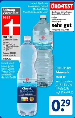 Aldi Süd QUELLBRUNN Mineralwasser Angebot