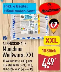 Aldi Nord ALPENSCHMAUS Münchner Weißwurst XXL Angebot