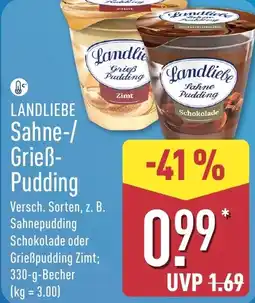 Aldi Nord LANDLIEBE Sahne-/ Grieß- Pudding Angebot