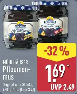 Aldi Nord MÜHLHÄUSER Pflaumenmus Angebot