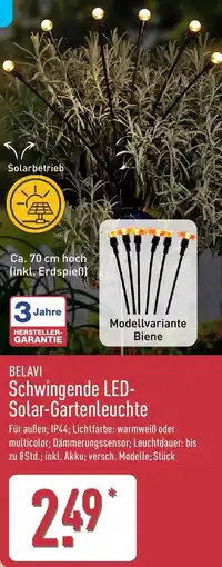 Aldi Nord BELAVI Schwingende LED- Solar-Gartenleuchte Angebot