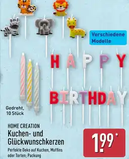 Aldi Nord HOME CREATION Kuchen- und Glückwunschkerzen Angebot