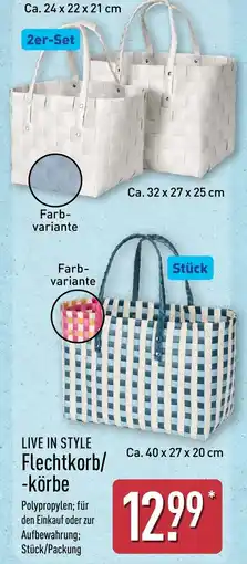 Aldi Nord LIVE IN STYLE Flechtkorb/ -körbe Angebot