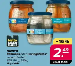 NETTO Navito rollmops oder heringsfilets Angebot