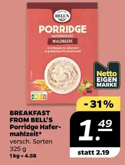NETTO Bell's porridge hafermahlzeit waldbeere Angebot