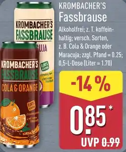 Aldi Nord KROMBACHER'S Fassbrause Angebot